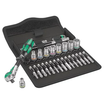 WERA 8100 SA 6 Zyklop Speed Racsnis hajtókar 1/4&quot;x152mm + bit -és dugókulcs készlet 28 részes