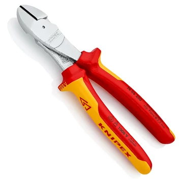 KNIPEX Szigetelt erő-kímélő és oldalcsípőfogó 200mm (74 06 200)