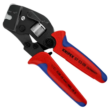 KNIPEX Önbeállító krimpelő fogó érvéghüvelyekhez, elülső bevezetés, 190mm (97 53 09 SB)