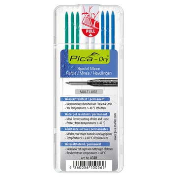 PICA DRY Jelölőmarker betét, letörölhető 2,8x125mm 8db (Kék/Zöld/Fehér) (4040)