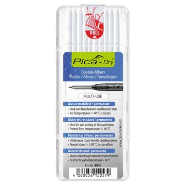 PICA DRY Jelölőmarker betét, vízálló 2,8x125mm 10db (Fehér) (4043)