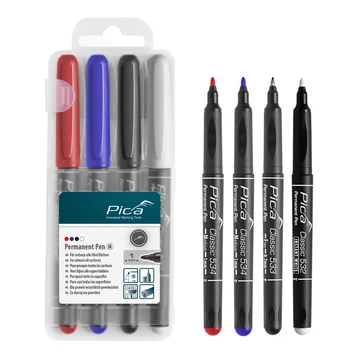 PICA Jelölőfilc készlet, kerekhegyű, alkoholos, 0,7-1mm 4db-os (Piros/Kék/Fekete/Fehér) (534/04)