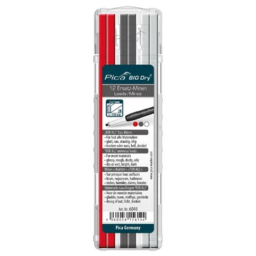 PICA BIG DRY Jelölőmarker betét, 2B grafit 2x5/150mm 12db (Szürke/Fehér/Piros) (6045)