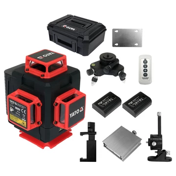 YATO 4D A+ Vonallézer 1/4", zöld, IP54, 520-530nm, 30m (2x4,0Ah/3,7V) + mini állvány