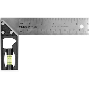 YATO Rozsdamentes vonalzó vízmértékkel 150mm (YT-70843)