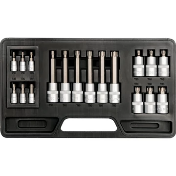 YATO Bit dugókulcs készlet 18 részes Torx 1/4&quot;, 1/2&quot; CrV (YT-7751)
