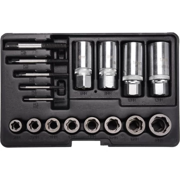 YATO Roncsolt csavarfej és törtcsavar kiszedő készlet 1/2&quot; 3/8&quot; 17db-os (YT-06033)