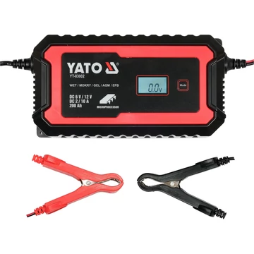 YATO LCD Kijelzős elektronikus akkumulátortöltő 6/12V 2/10A 200Ah (YT-83002)