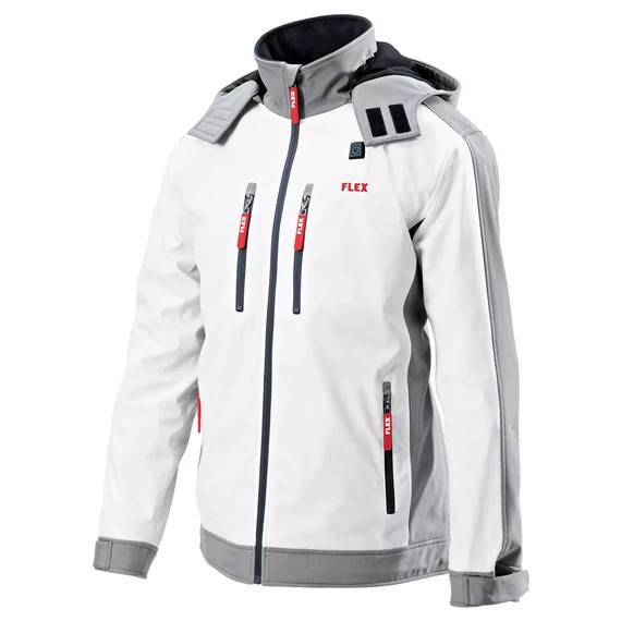 FLEX TJ WHITE L MEN Akkus fűthető soft-shell kabát (L) (10,8V/18V) (Akku és töltő nélkül!)