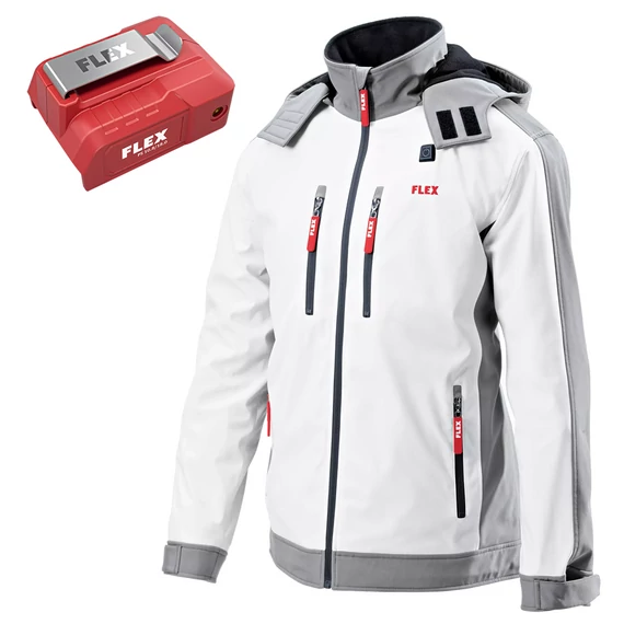 FLEX TJ WHITE 10.8/18.0 L LADY Akkus fűthető NŐI soft-shell kabát L (10,8V/18V)