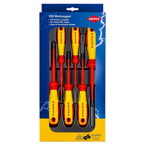 KNIPEX VDE Csavarhúzó készlet egyhornyú/Phillips/Pozidriv 6db-os (002012V04)