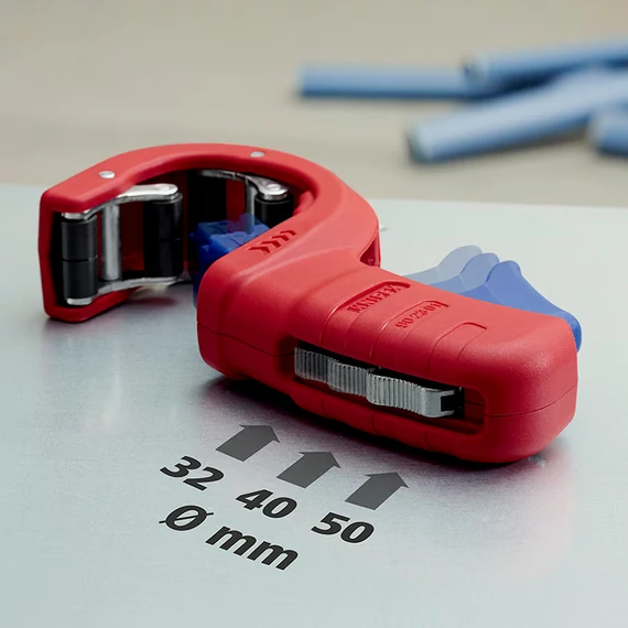 KNIPEX DP50 Csővágó műanyag lefolyócsövekhez 32-50mm (90 23 01 BK)