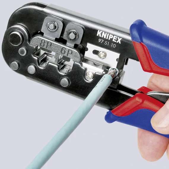 KNIPEX Krimpelő fogó, barnított (blankoló) Western-dugóhoz 190mm (97 51 10 SB)