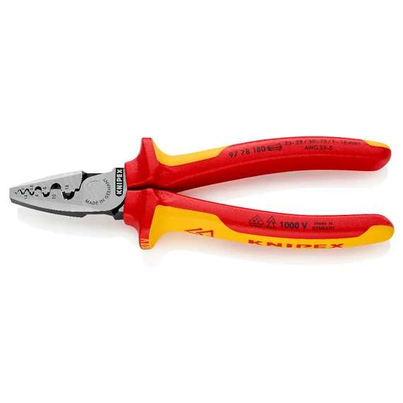 KNIPEX Érvéghüvely fogó SZIGETELT 180mm (97 78 180)