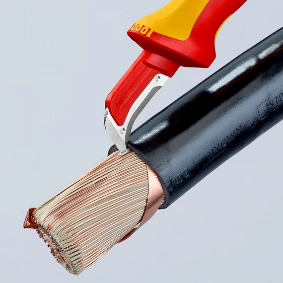 KNIPEX Kábelcsupaszító kés csúszósaruval VDE 180mm (98 55 SB)