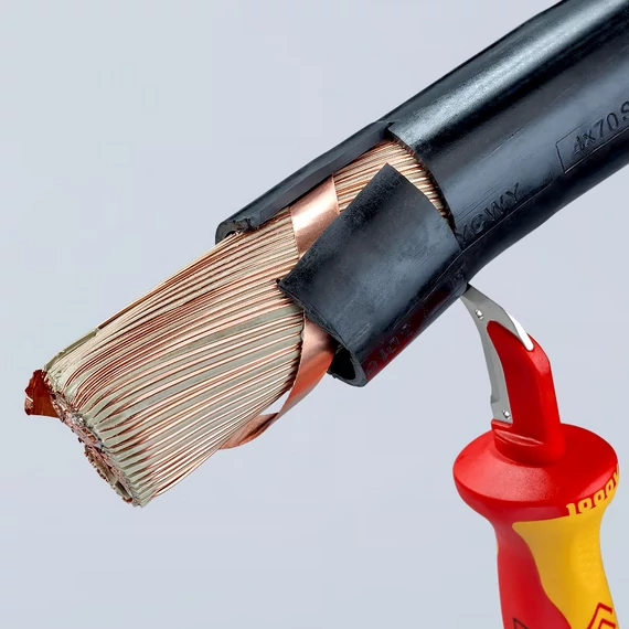 KNIPEX Kábelcsupaszító kés csúszósaruval VDE 180mm (98 55 SB)