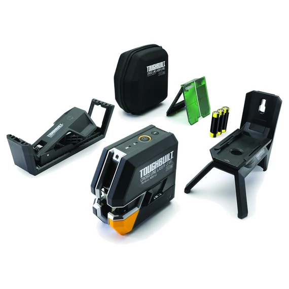 TOUGHBUILT Zöld önszintező keresztvonalas lézer IP54 30m (3xAA) (TB-H2-LL-M30-L2)