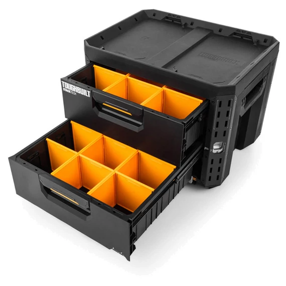 TOUGHBUILT StackTech XL 2 Zárható szerszámosláda, 2 fiókos, 560x430x420mm