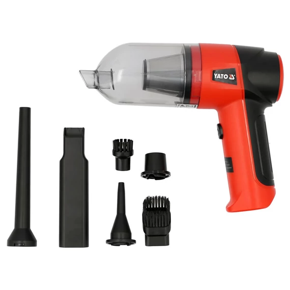 YATO Akkus szénkefementes autóporszívó-fúvó, 70W (2x2,0Ah/7,4V)