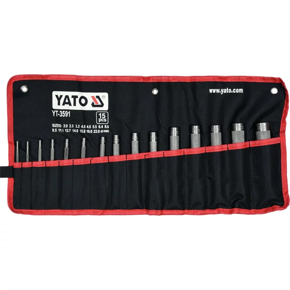 YATO Bőrlyukasztó készlet 15 részes (2-22mm) (YT-3591)