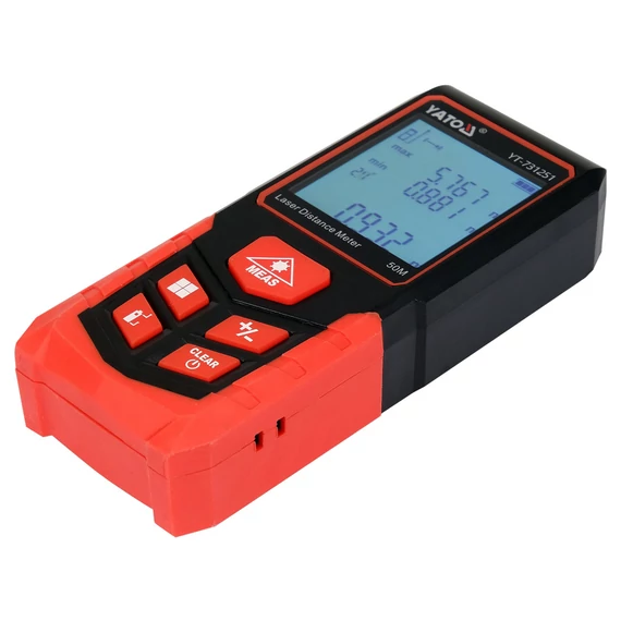 YATO Lézeres távolságmérő, LCD, piros, 650nm, 50m