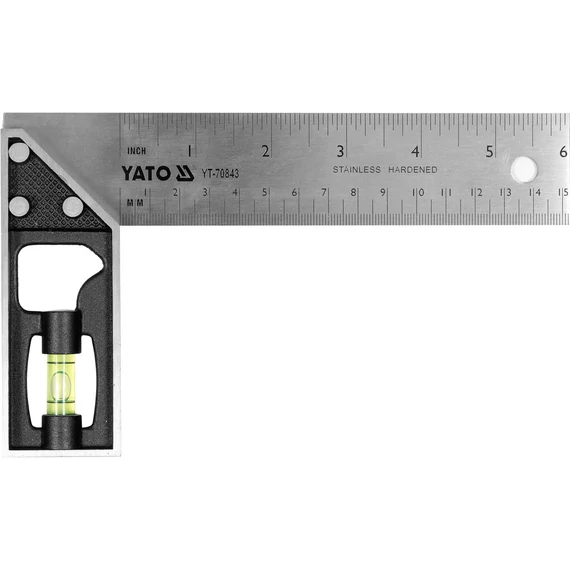 YATO Rozsdamentes vonalzó vízmértékkel 150mm (YT-70843)