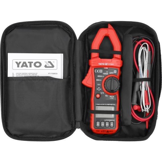 YATO Digitális lakatfogó TRUE RMS AC/DC, 10MA-1000A (YT-730933)