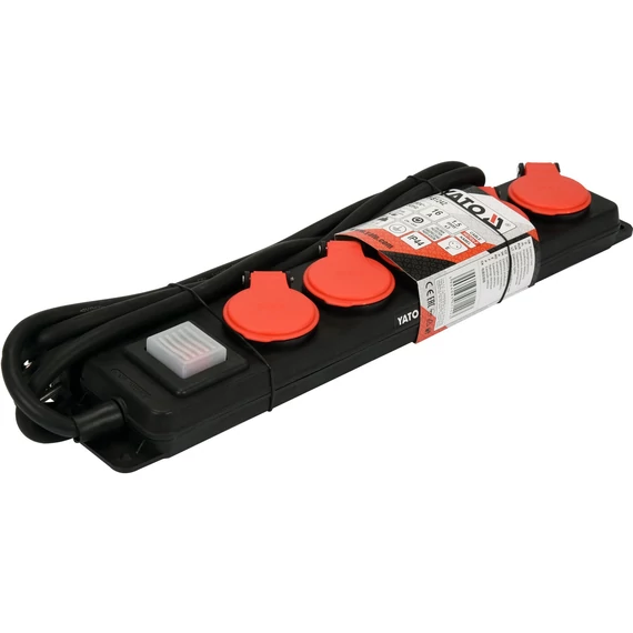 YATO 5 kimenetes hosszabbító kábel/elosztó 3m, 3500W, földeléssel, IP44 (YT-81242)
