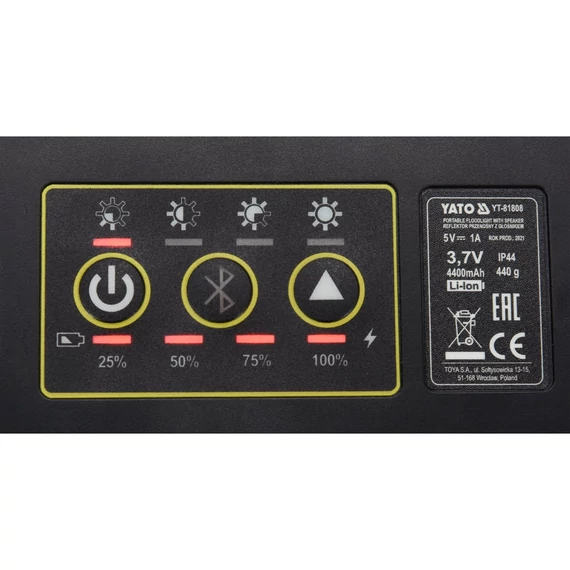 YATO 3in1 Akkus LED fényvető hangszóróval 2000lm USB (YT-81808)