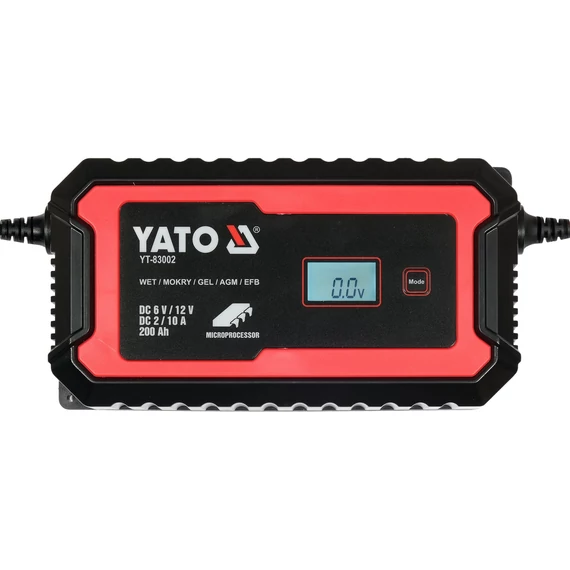 YATO LCD Kijelzős elektronikus akkumulátortöltő 6/12V 2/10A 200Ah (YT-83002)