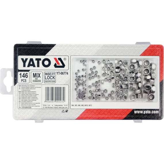 YATO Hatlapú önzáró csavaranya készlet M4-M12 146db-os (YT-06774)