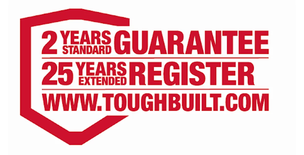 Toughbuilt termékekre a gyártó 25 év jótállást vállal regisztráció után